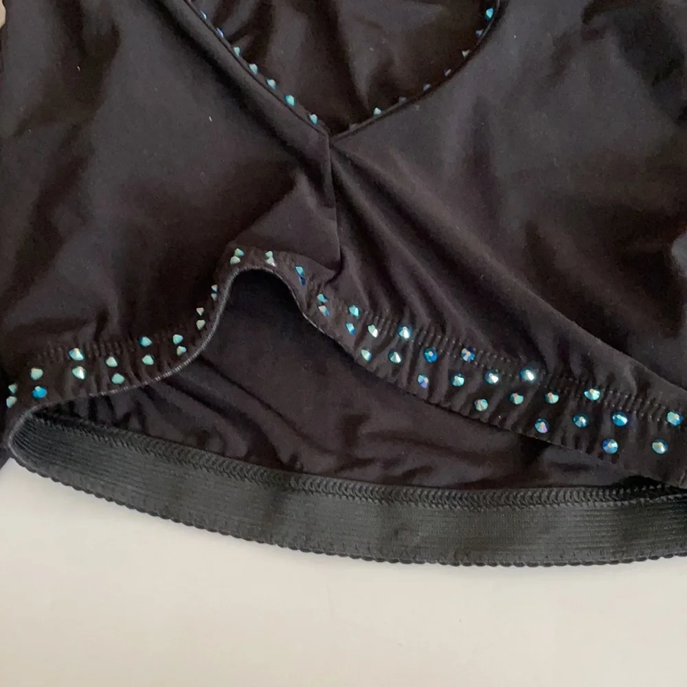 Balera black hooded crop top Swarovski crystals L